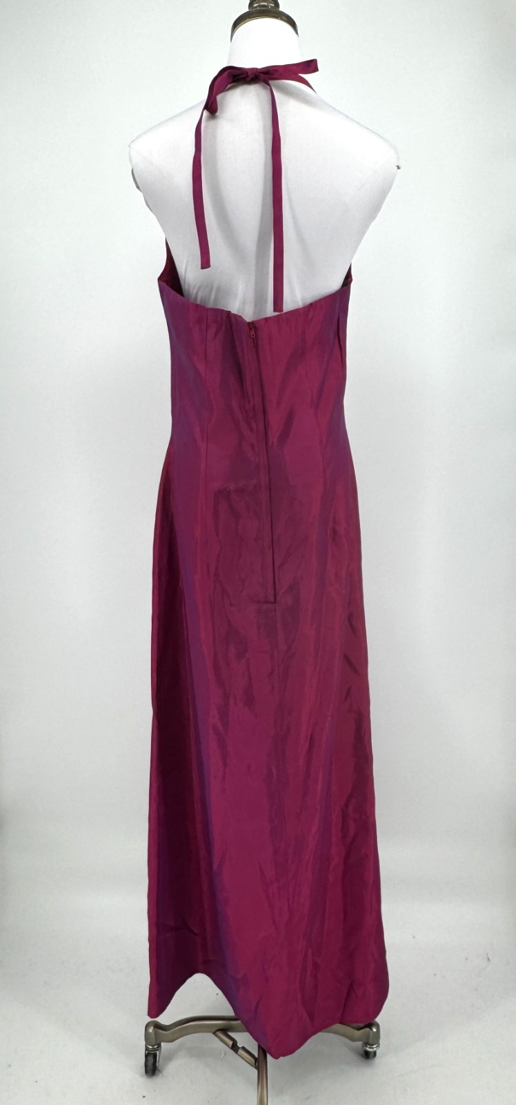 Vintage 90s Jessica McClintock Gunne Sax Fuchsia Pink Halter Formal Gown Sz 11