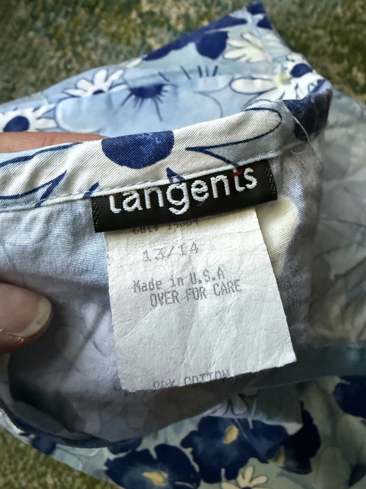 Vintage Tangents blue flower power mini skirt, size 13/14