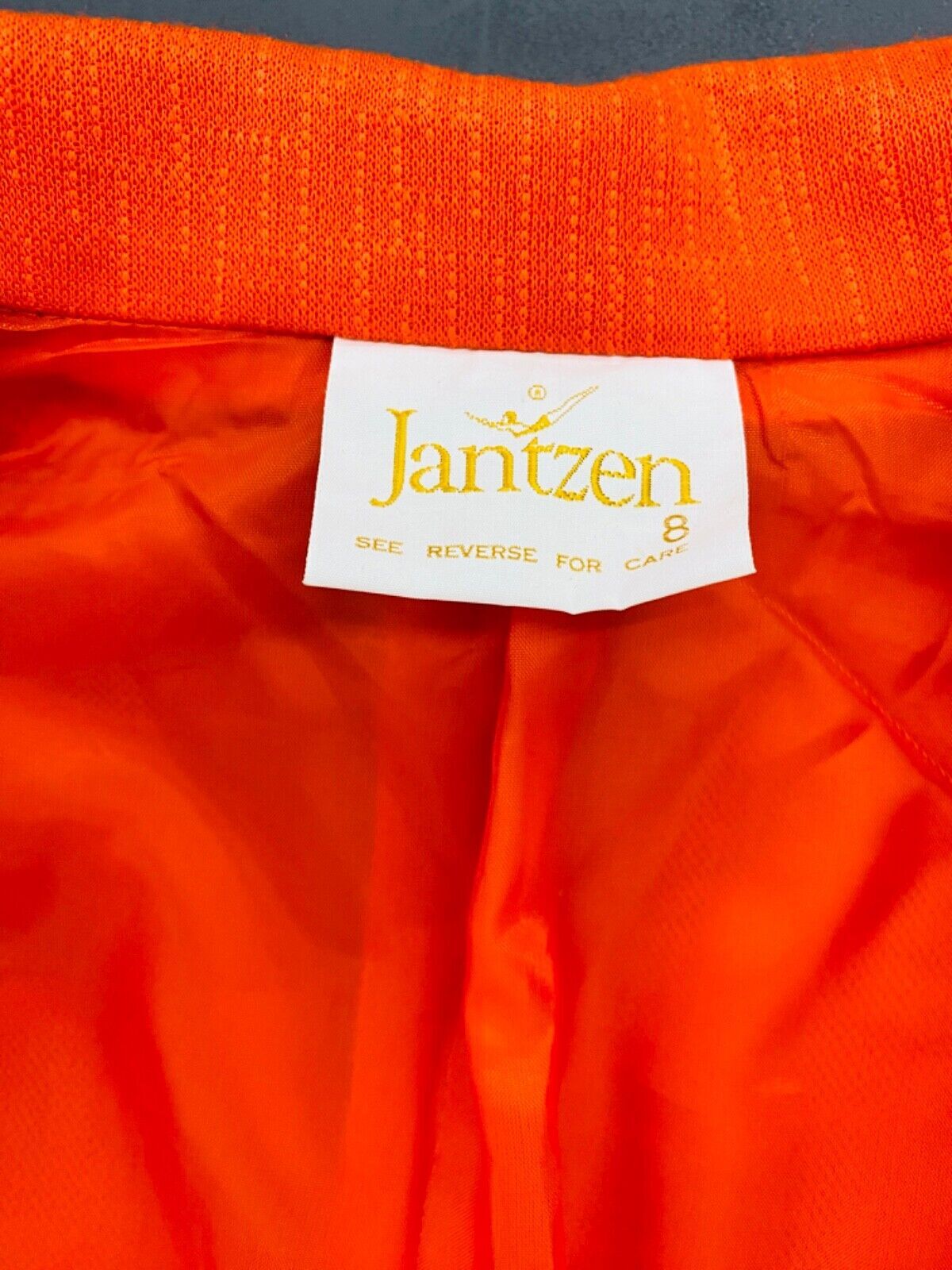 Vintage 1970s red orange jacket, white deadstock NOS Jantzen blazer S