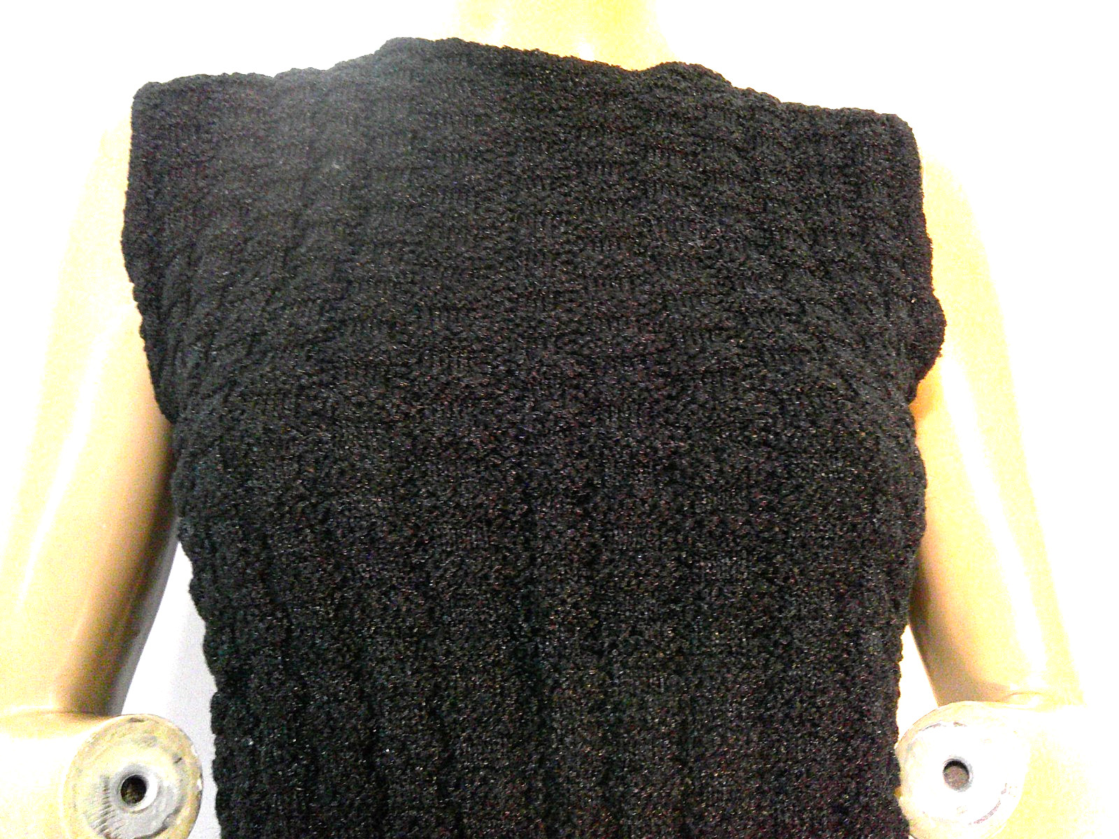 Vtg 60’s Mod Rockabilly Pin Up Black Antron Nylon Popcorn Sleeveless Shell Top L