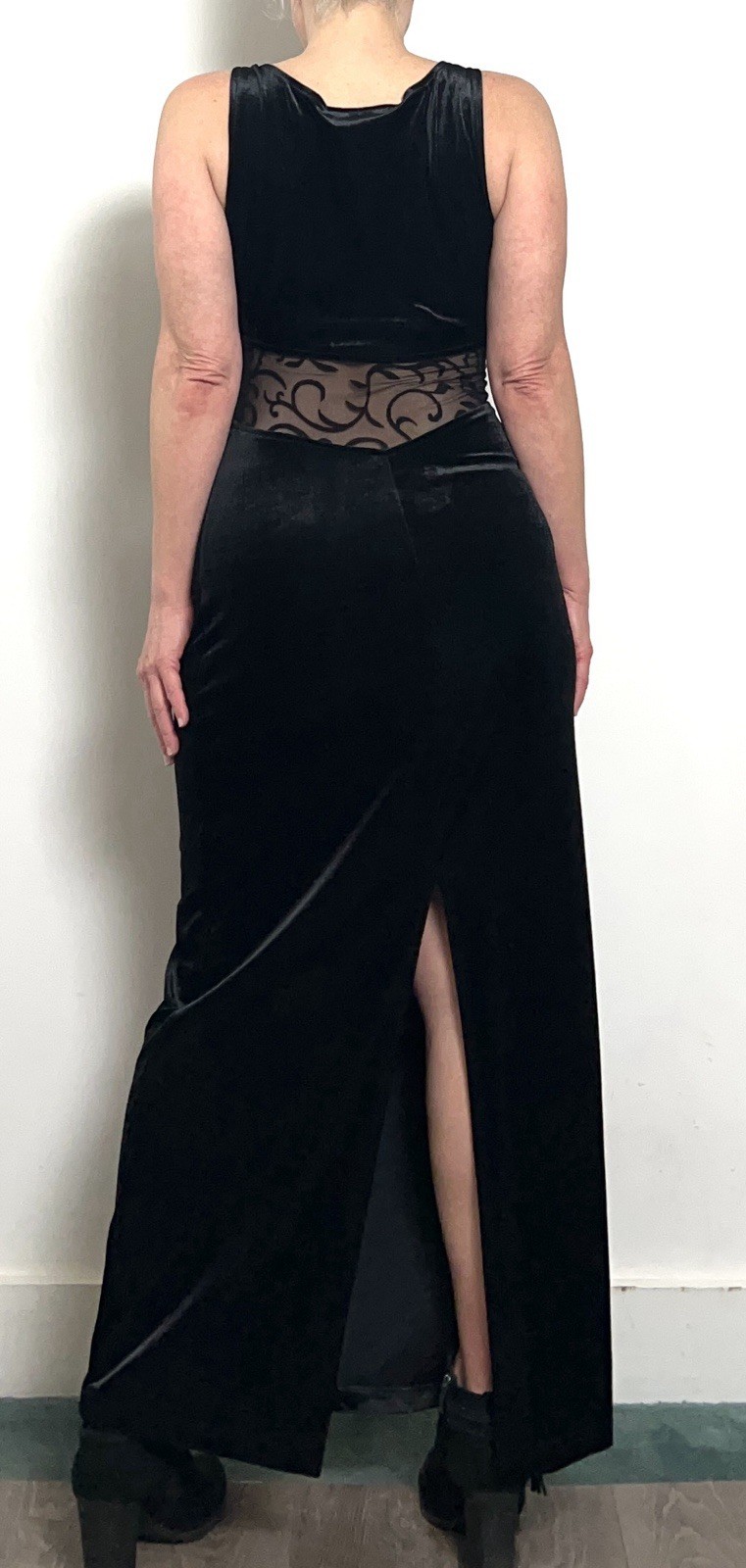 Vintage 90’s Velvet Maxi Dress Mesh Cut out Grunge Whimsigoth Medium