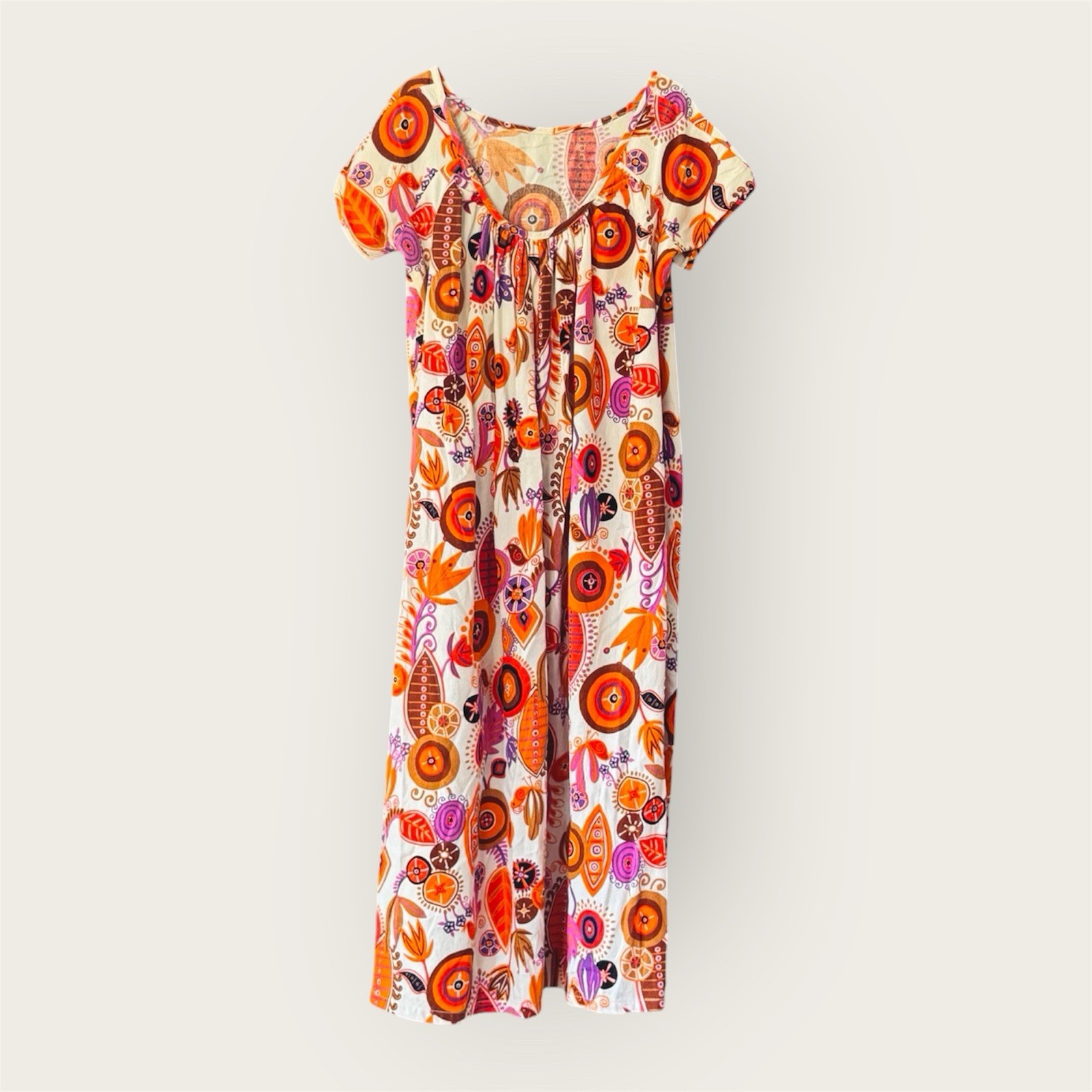 Tagless Wonder Vintage Hawaiian Dress Flower Power Tiki Cotton Large