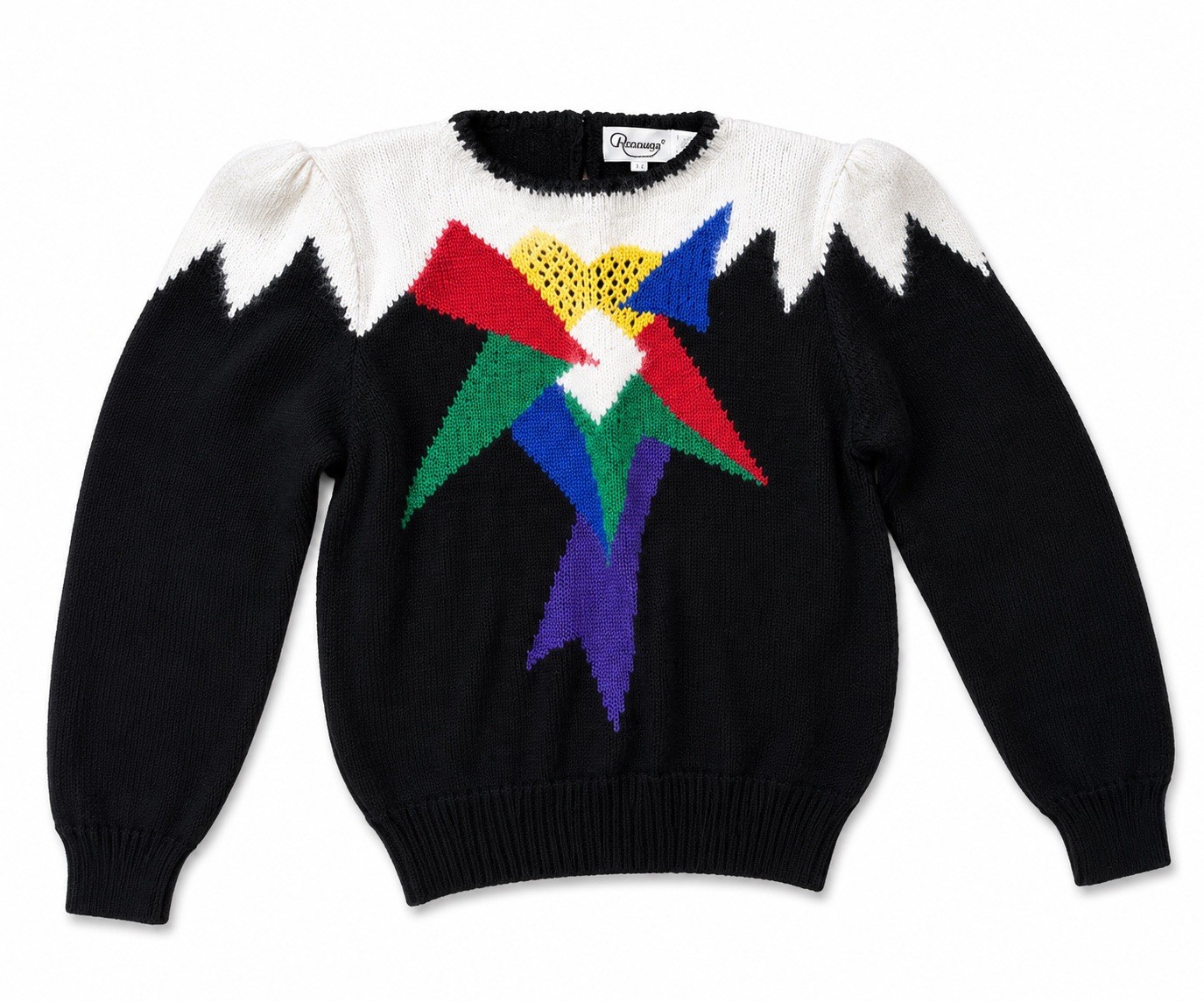 Vintage Alexandria 1990’s Colorful Avant Garde New Wave Angora Sweater L