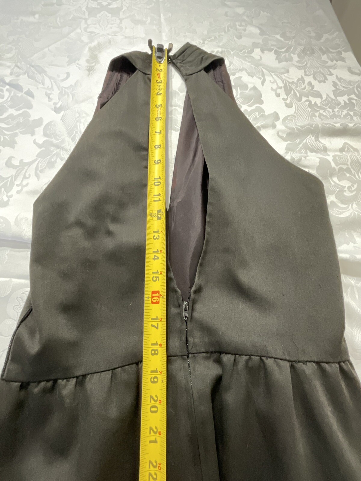 Vintage AJ Bari Dress 80s 90s Dark Pewter Color Dress Size 8