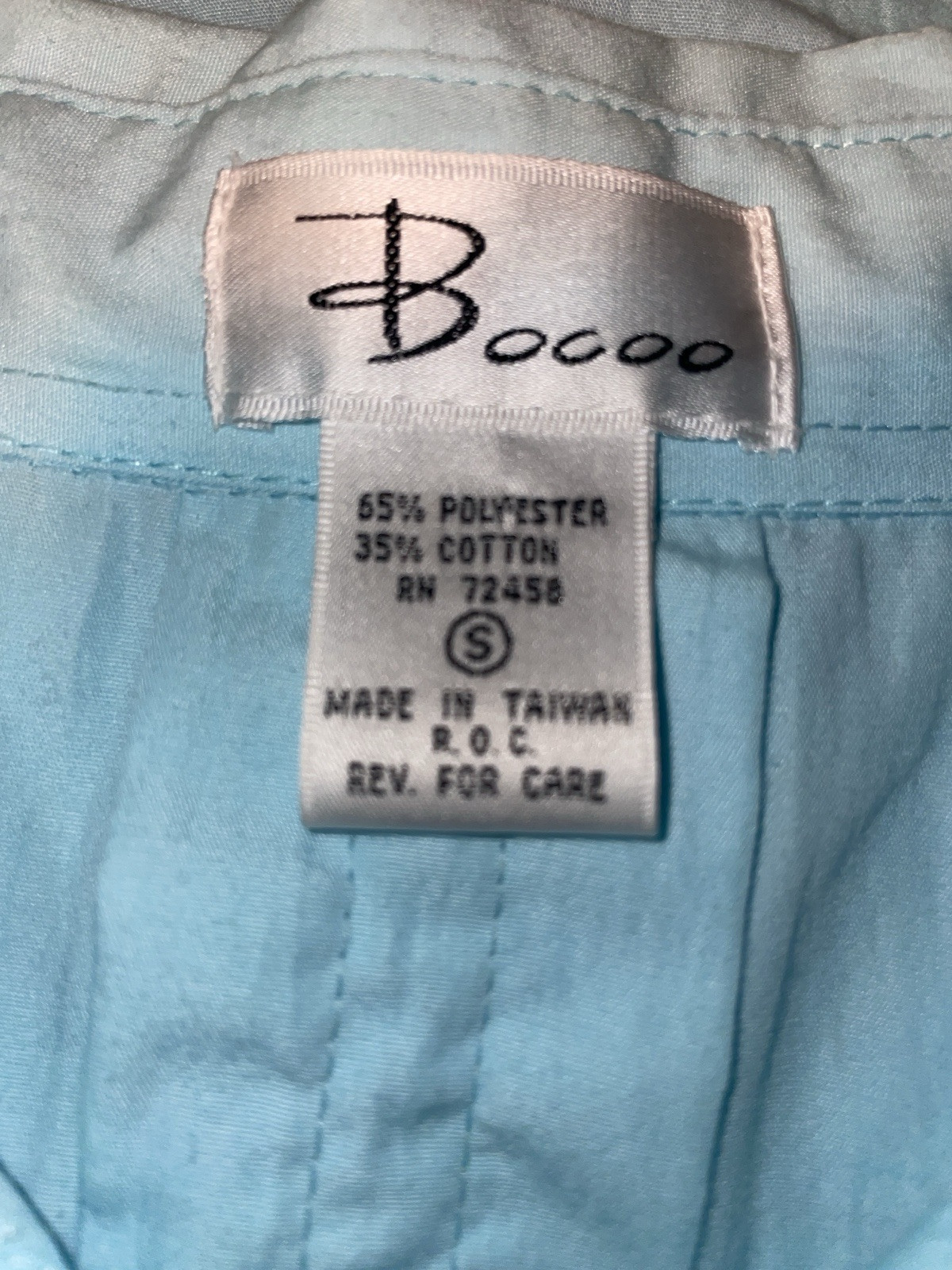 Vintage Women’s Bocoo Nylon Trim Blue Pullover Top (1980s) EUC