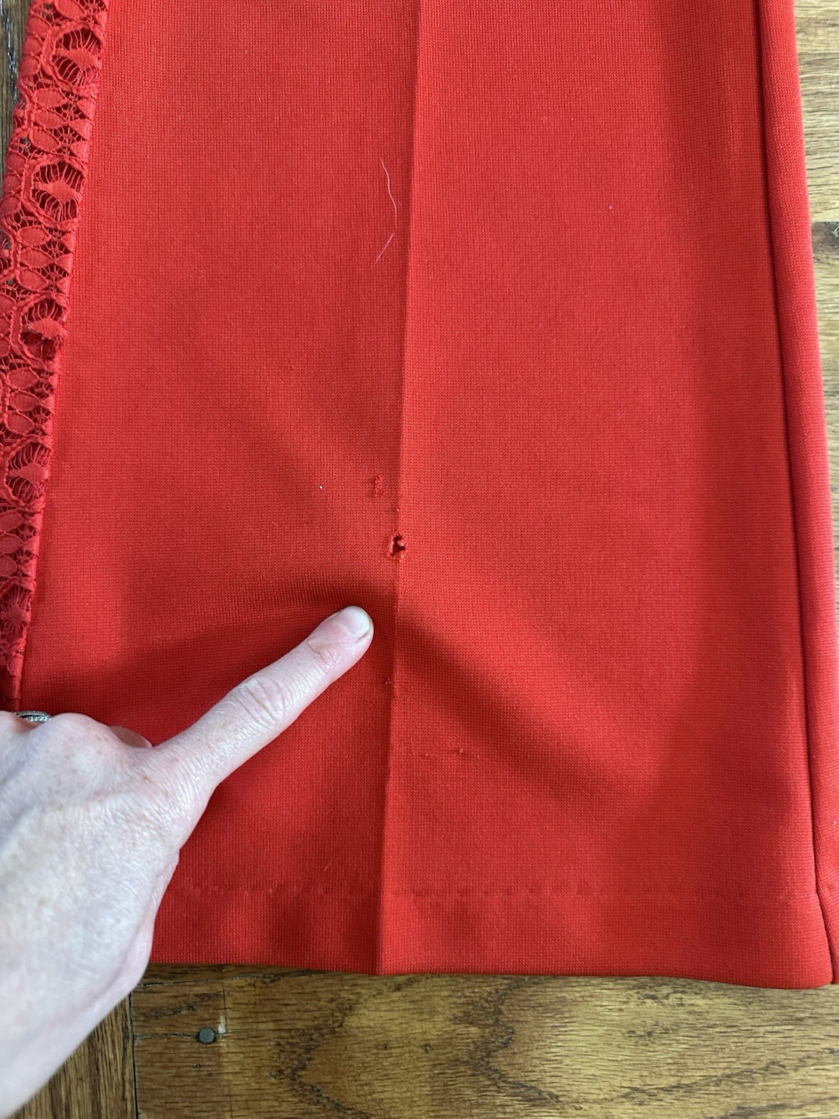 Vintage 70s Red Mod Disco Pants See-Through Lace Panels Woman’s M
