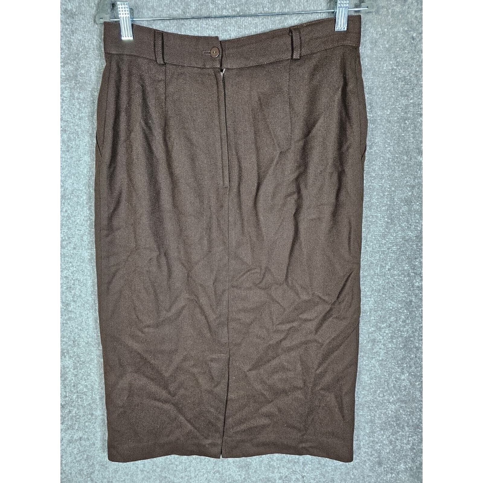 Vintage Michele Straight Maxi Skirt Womens Juniors Size 13/14 Brown Wool Lined