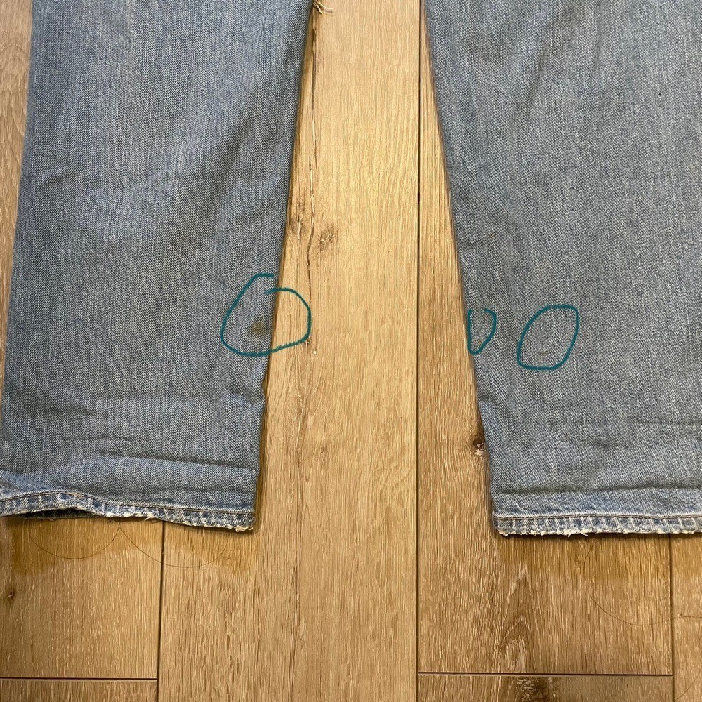 American Eagle 90s Boyfriend Overalls Distressed Light Wash Y2K baggy streetwear