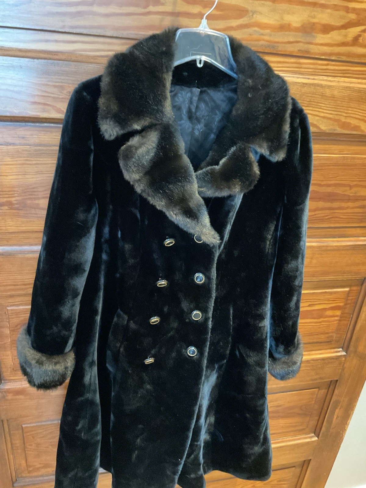 Vintage Borgazia Black Mink Faux Fur Coat Jacket S M