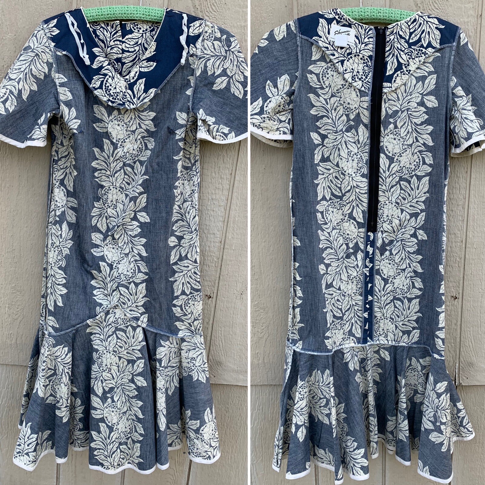 Shannon Marie Vintage Hawaiian dress mermaid Hawaii Aloha Tiki Talon zip size S