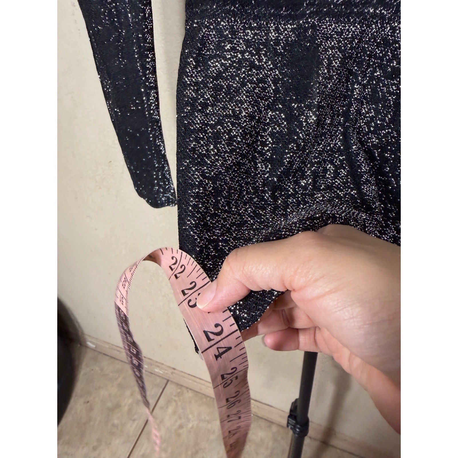 Vintage Metallic Silver Black Wrap Cardigan Tie Waist Shimmer Knit Size 9