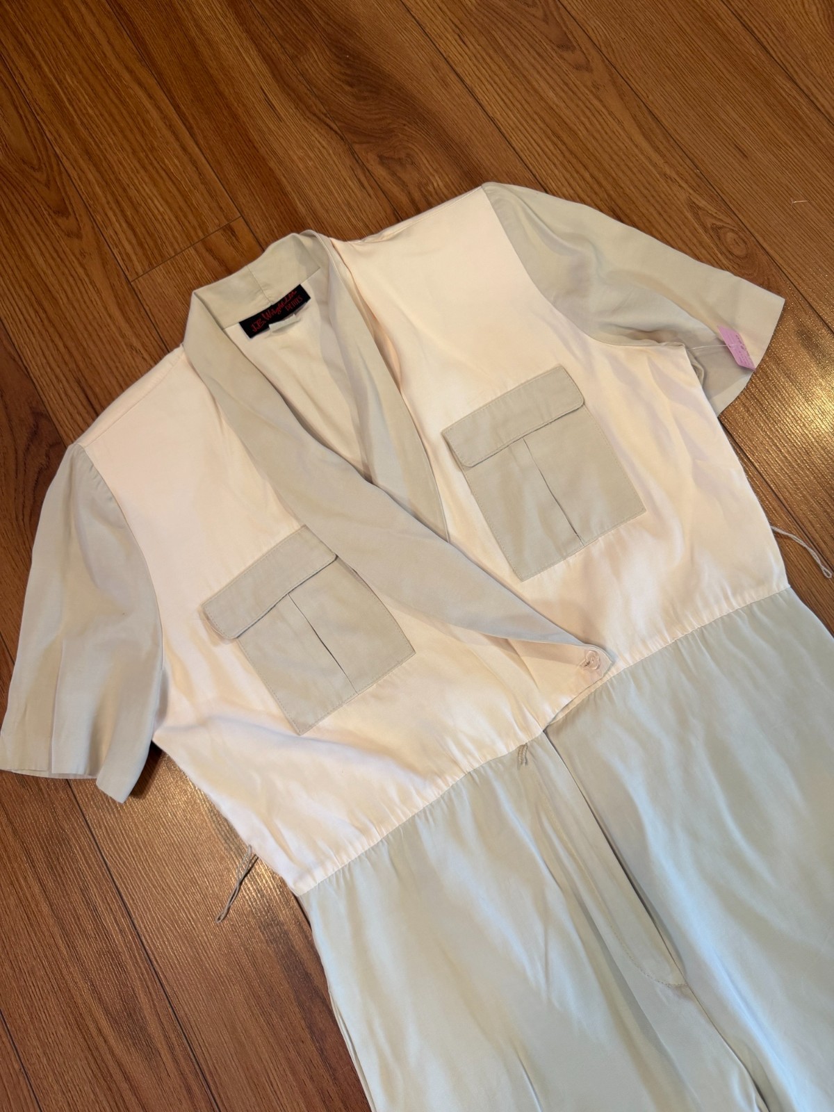 VTG 80s J.B. Wright Ltd Petites Utility Jumpsuit Beige AS-IS Missing Belt/Stain