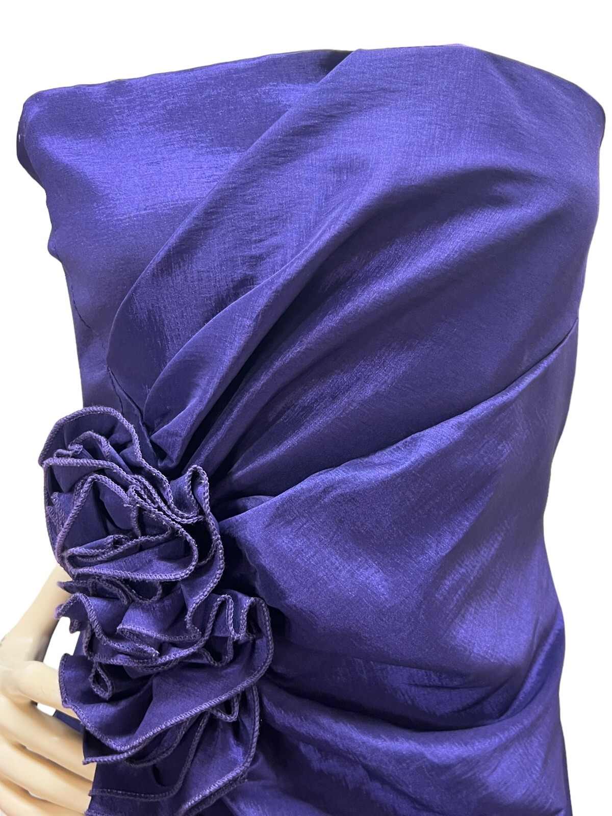 M~L Vtg 80s Purple Dress Wrap Front BOW Prom Party Club Strapless Let’s Fashion