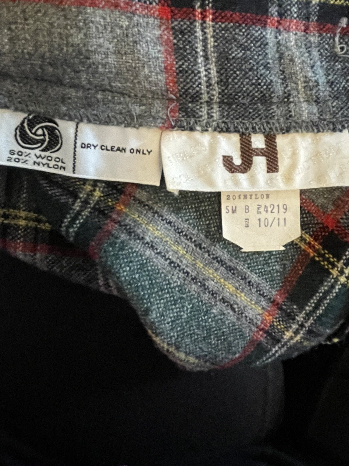 Vintage 70s Maxi Skirt Blazer Suit Wool Plaid 9/10 Wide Lapels Gray Green Red JH