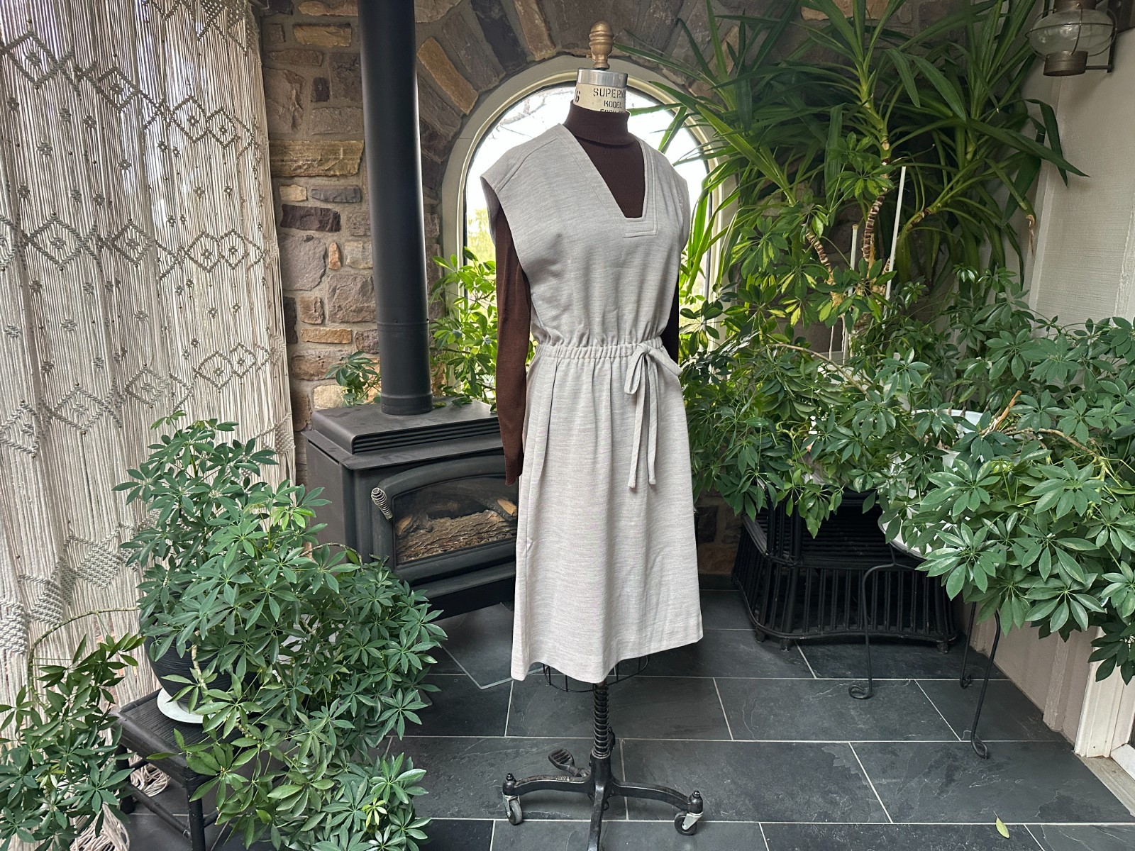 Vintage 1970s Beige Knit Jumper with Brown Knit Turtleneck The Kollection Ltd