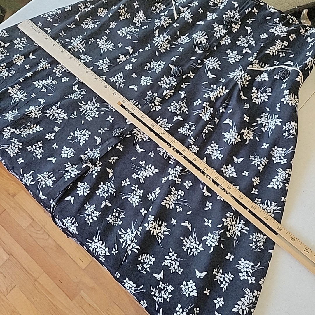 Vintage Caroline Wells Dress Black Butterfly Floral Boho Prairie Retro Western
