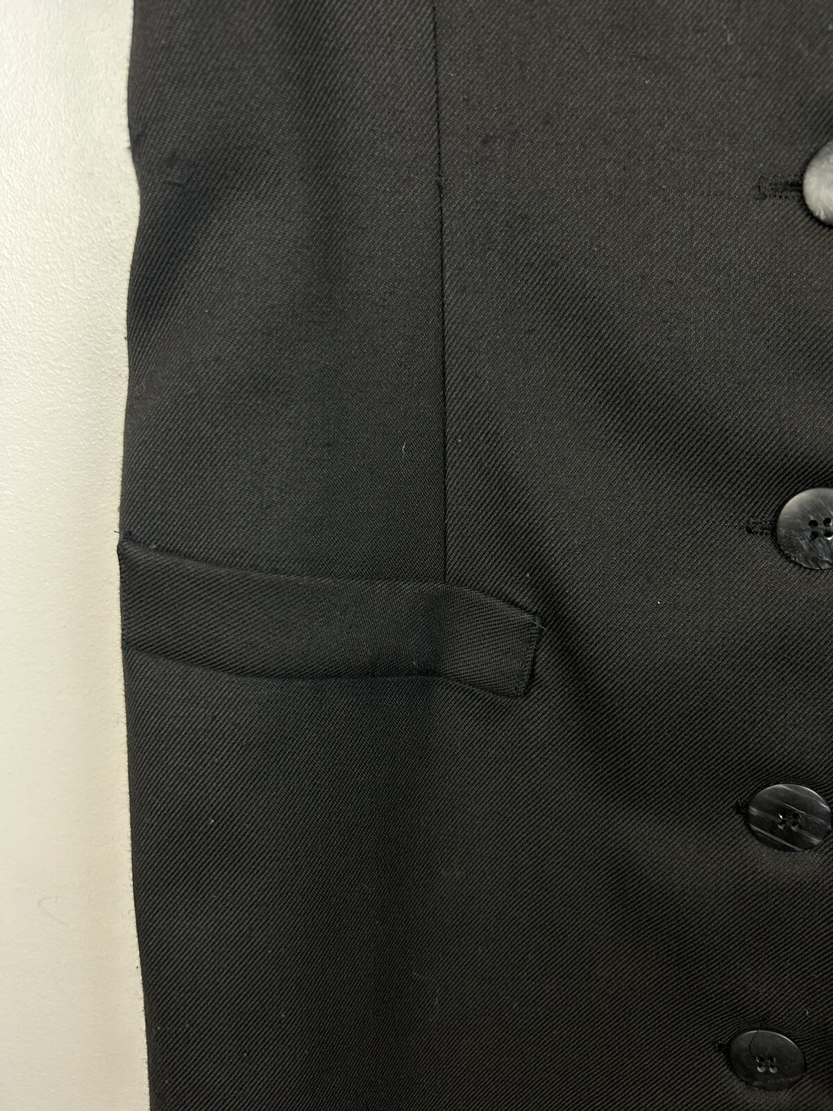 Vintage Dress Womens 12 Black Sleeveless Vest Look Button 80s USA Secretary
