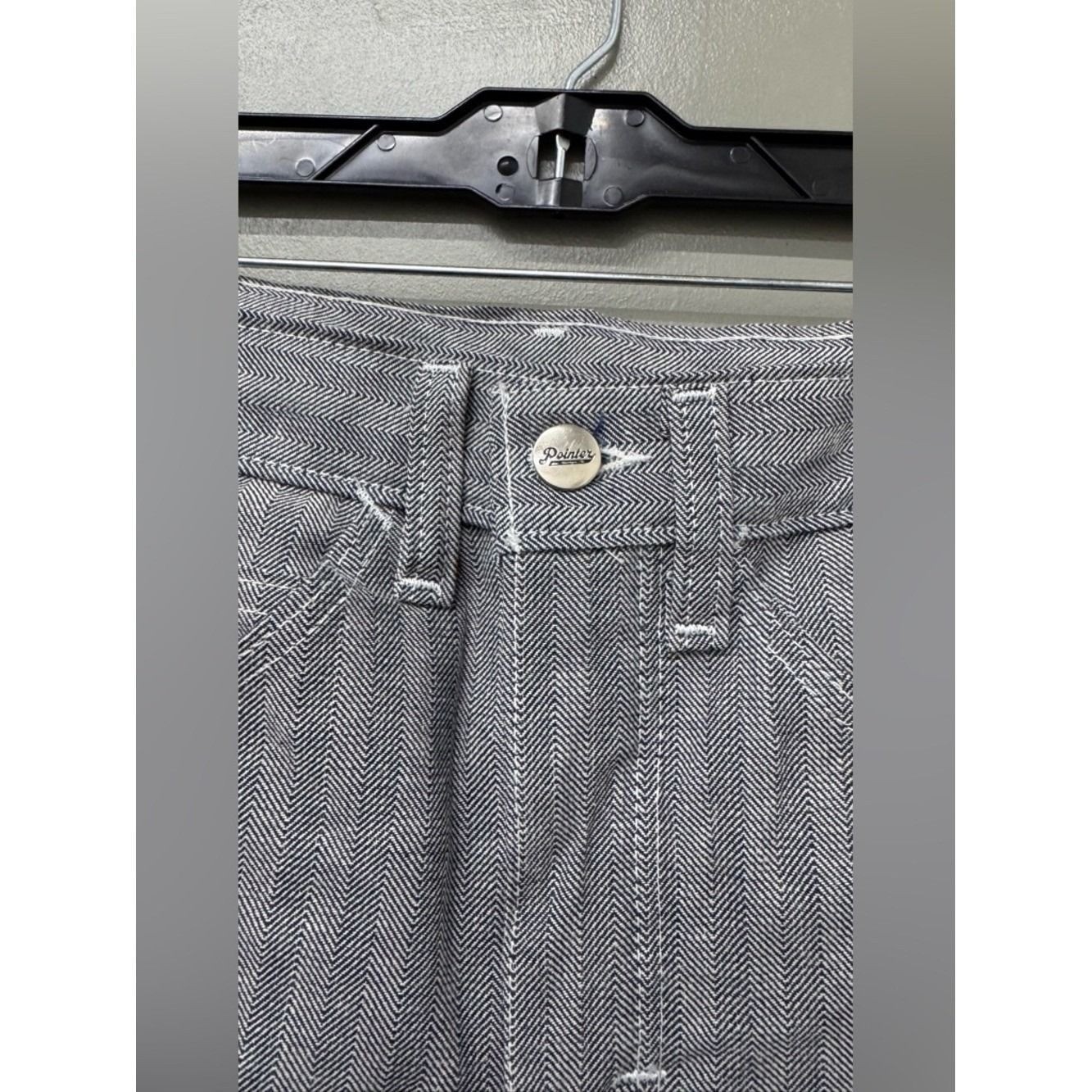 Vintage Deadstock 1970s Pointer Hickory Striped Denim Carpenter Jeans 28X31