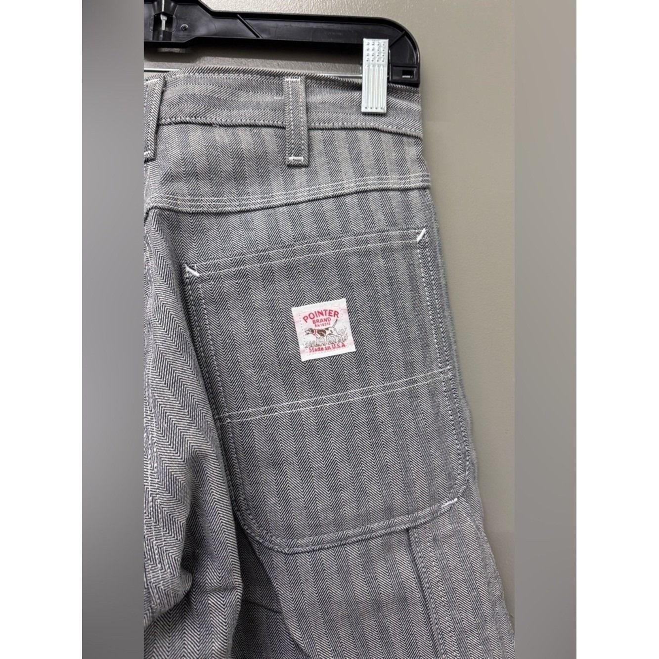 Vintage Deadstock 1970s Pointer Hickory Striped Denim Carpenter Jeans 28X31