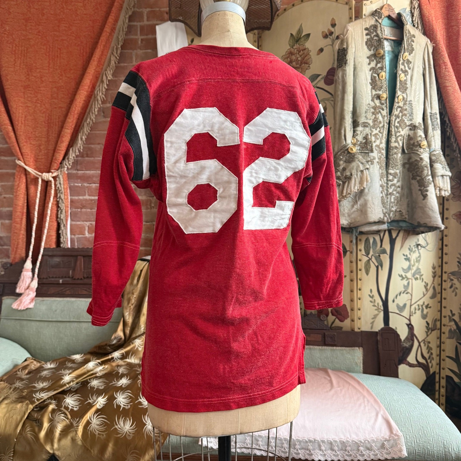 Authentic 1950s Spanjian Pasadena Heavy Cotton Knit Football Jersey Size 42