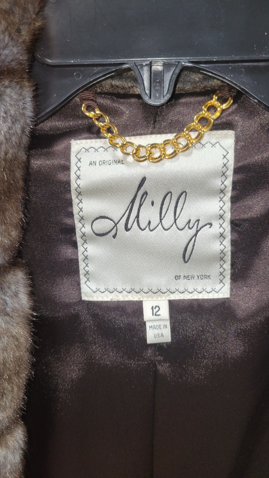 MILLY Faux Fur shrug short cropped cape capelet jacket vest Size 12 Pockets Too
