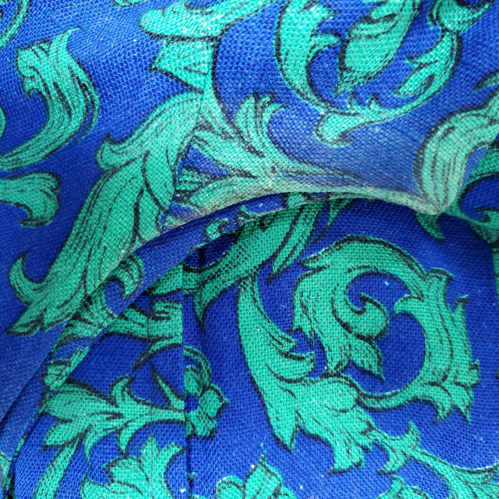 Vintage 60s 70s Blue Green Cotton Weave Dress Helen Whiting B34