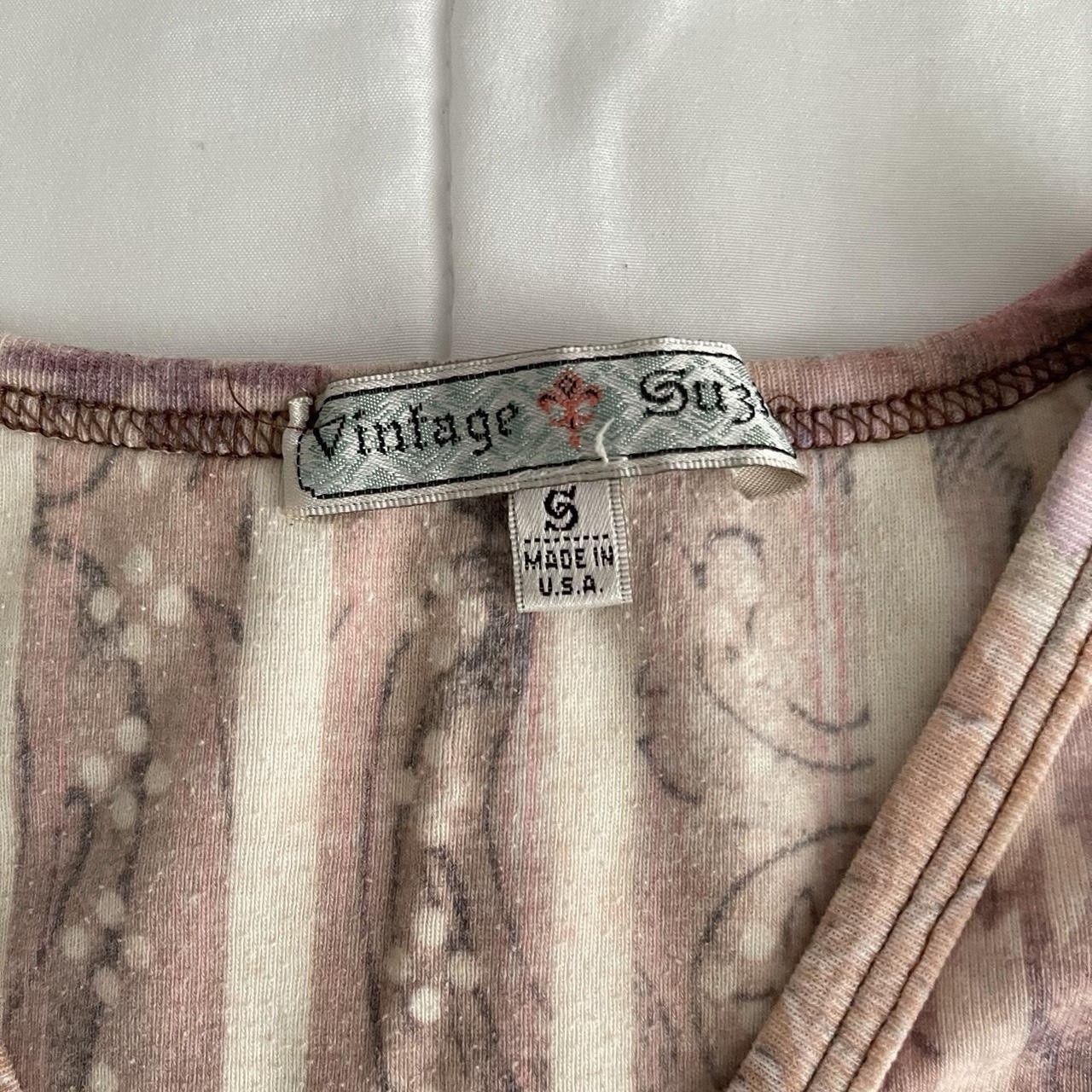 Vintage Suzie Embellished Graphic Floral Print Shirt Pink Multicolor Size S