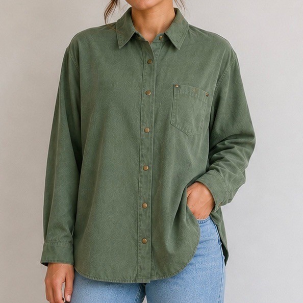 Southern Lady Sage Green Faux Suede Snap Front Shirt Jacket Womens Vintage XL