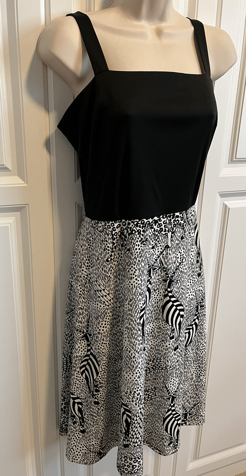 Vintage Caron Black & White Dress & Blouse Jacket Tie Front Matching Belt Small