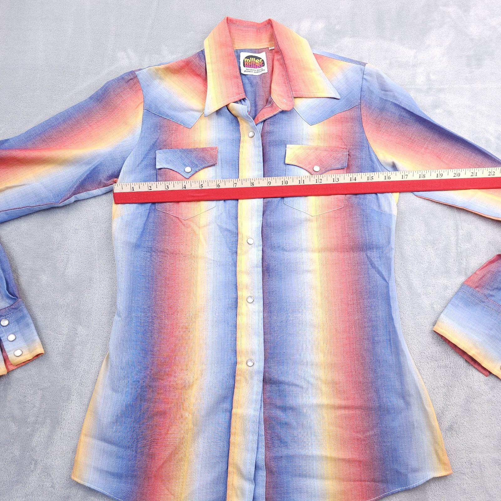 Vintage Western Rainbow Pearl Snap Shirt 12/34 Rockabilly Cowgirl Miller Disco