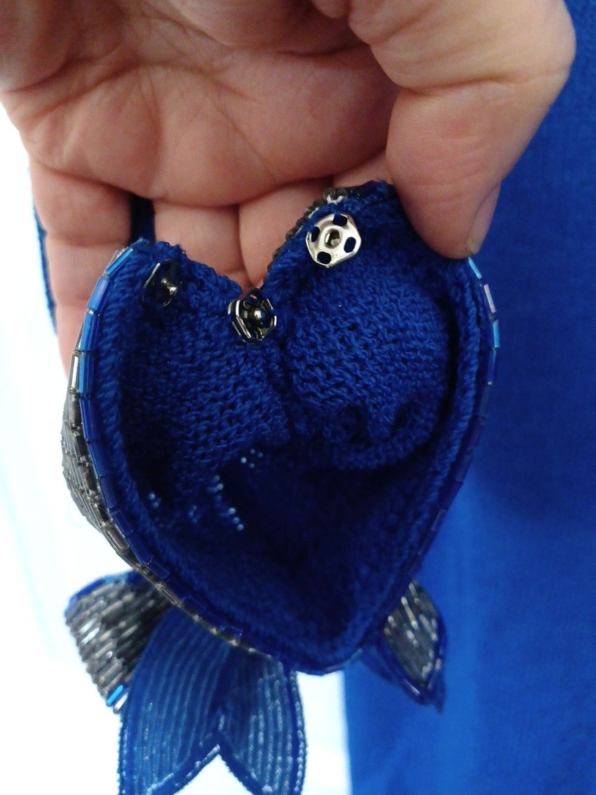 VINTAGE DON SAYERS For WELLMORE Blue Beaded 3D Bows On Sleeves SWEATER DRESS 12