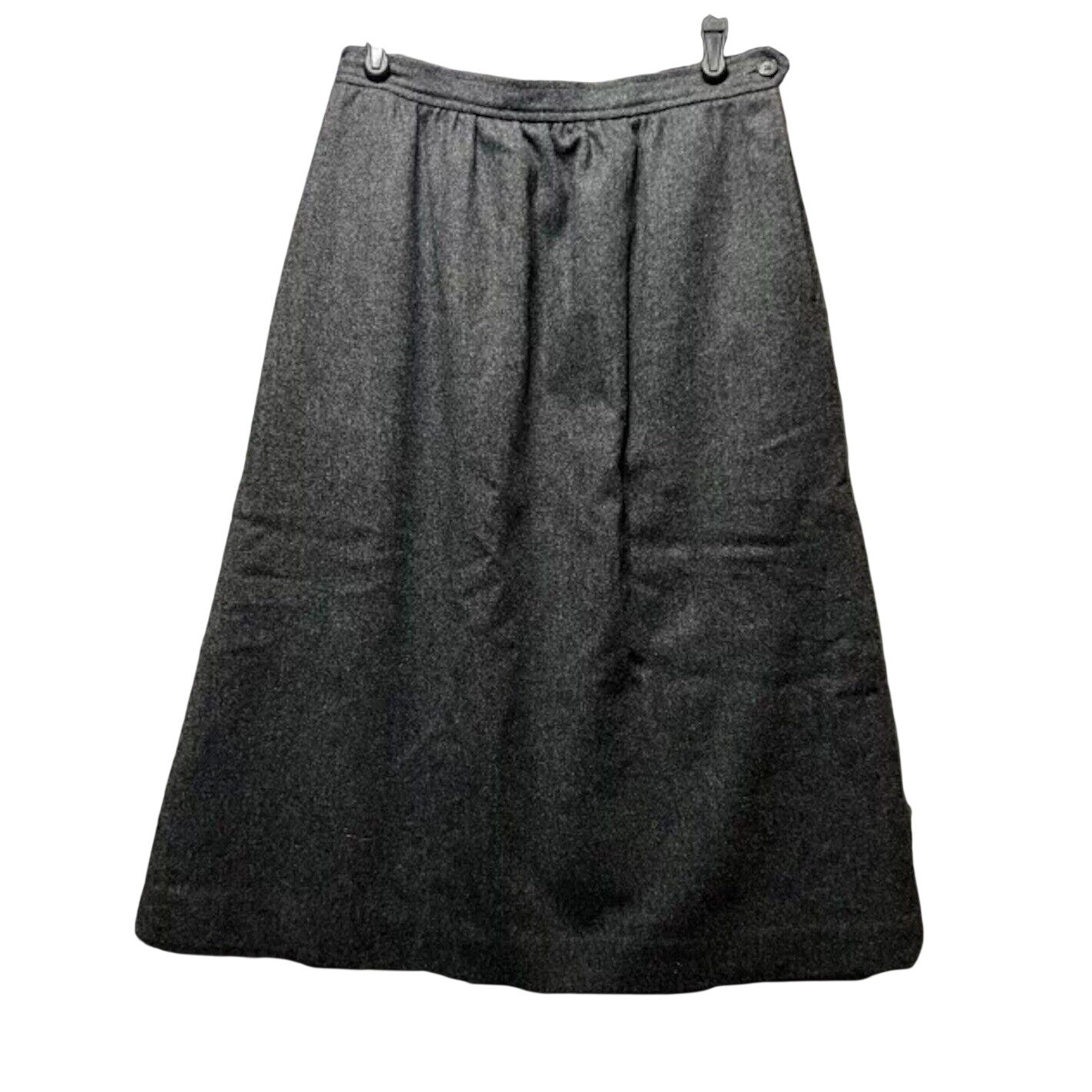 Vintage Evan Picone Gray 100% Wool A-Line Midi Skirt Charcoal Heather Small 27W