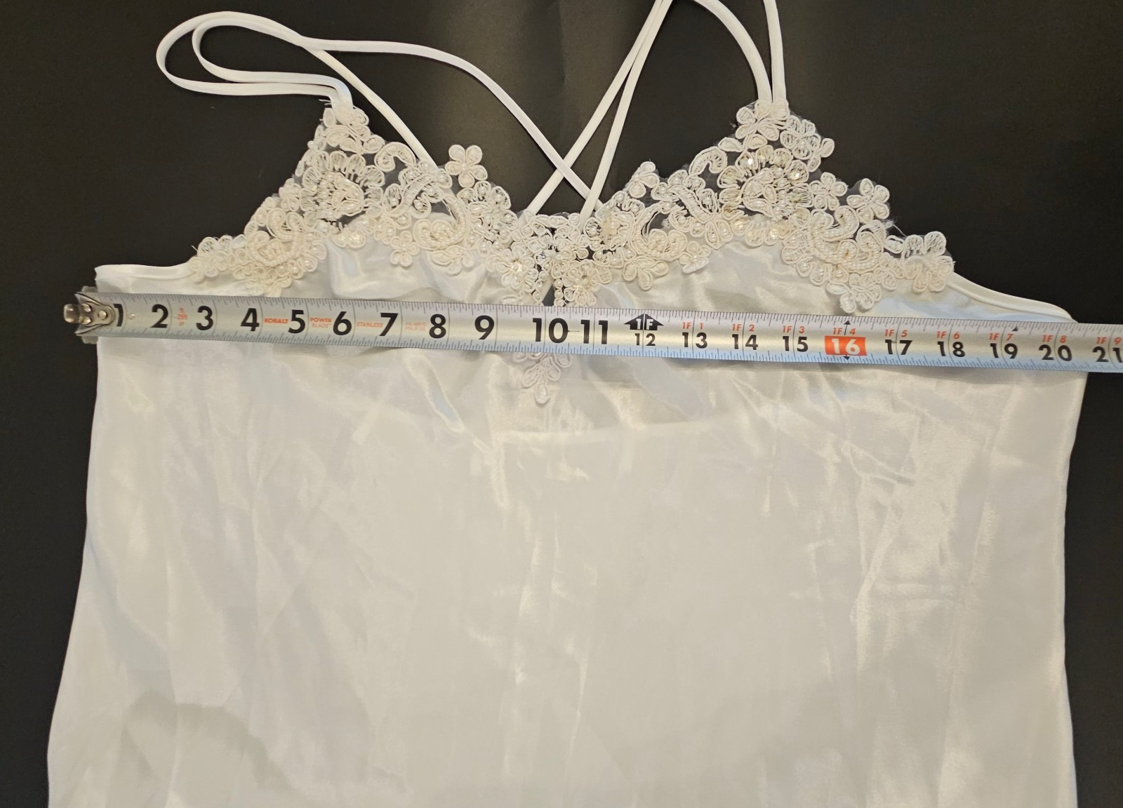 Vintage Intimo Amore White Beaded Satin Bridal Nightgown Sz XL & Sheer Robe Sz L