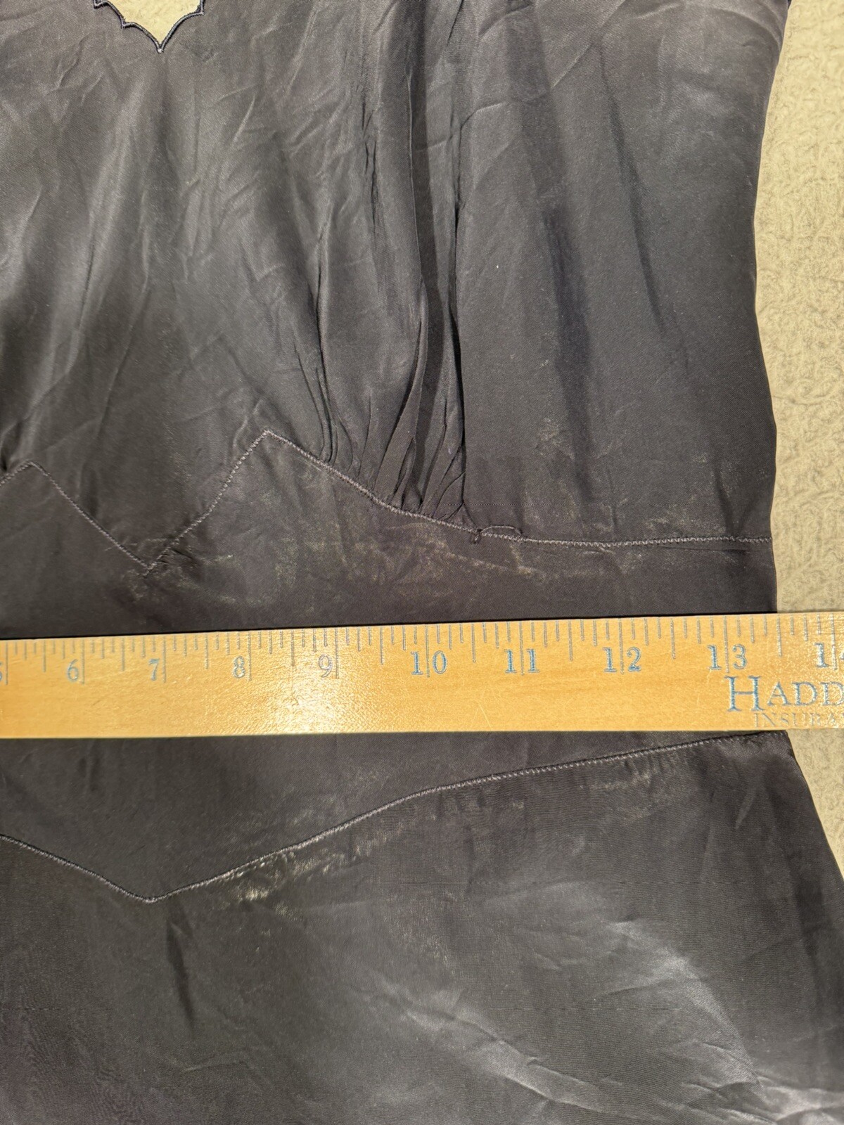 Vintage Seamprufe Black Slip Dress Acetate Size 32 Tall 1950s Adustable