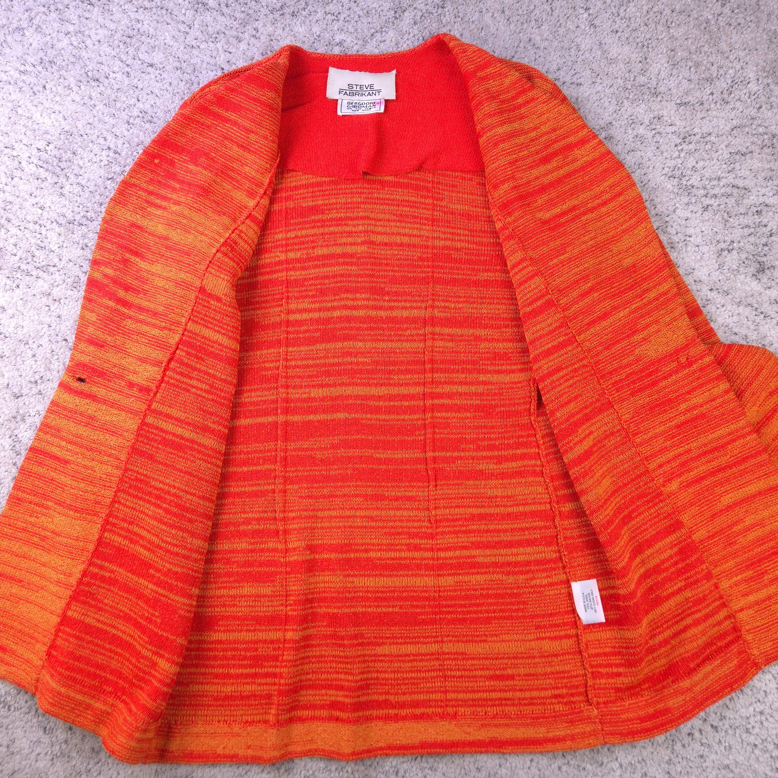 VTG Steve Fabrikant Bergdorf Goodman Jacket Size S M Petite Knit Orange Wool GUC