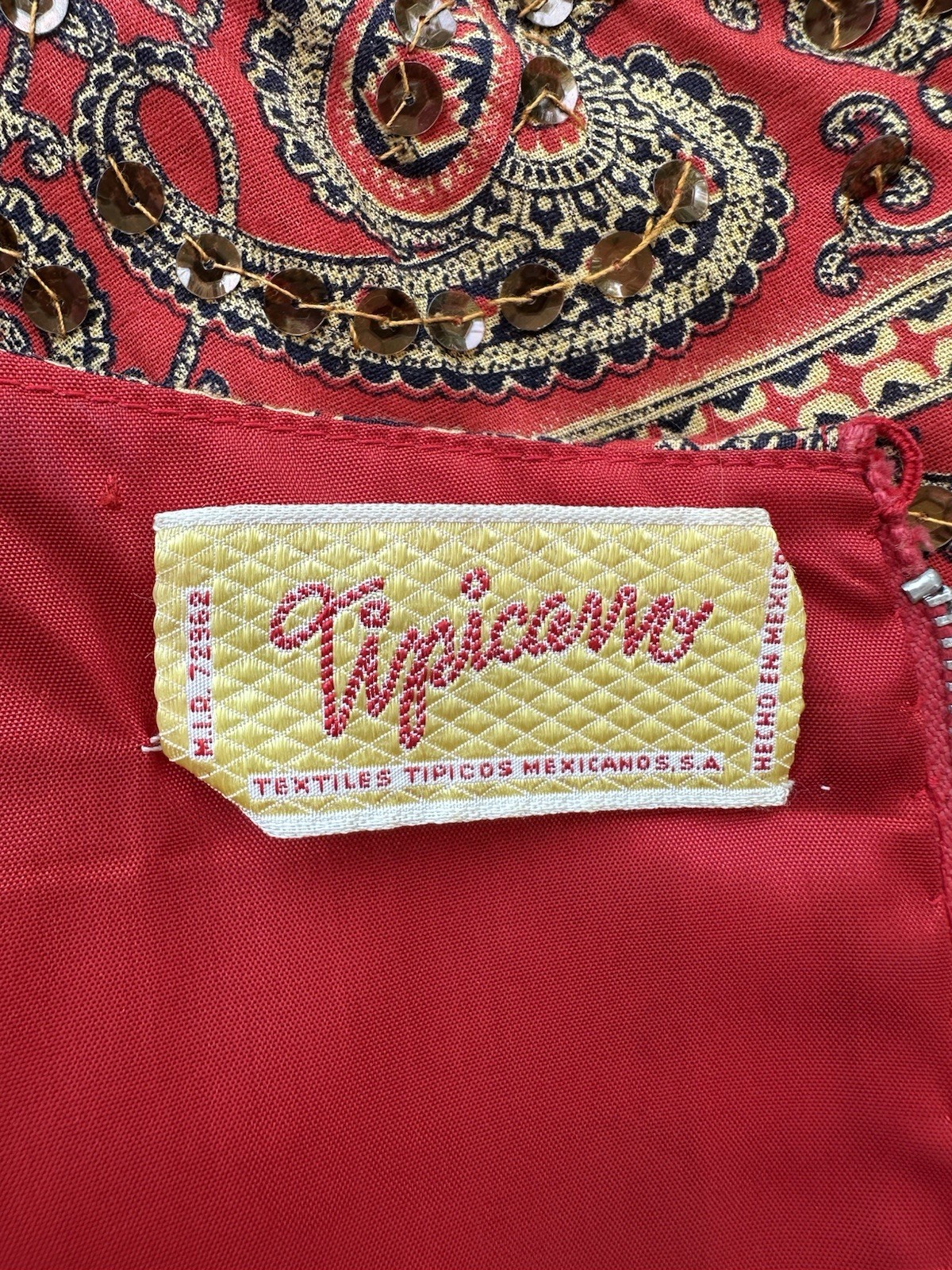 1960s Tipicano Sequined Caftan Hostess Dress Maxi Tunic Resort Sparkle 70s VTG