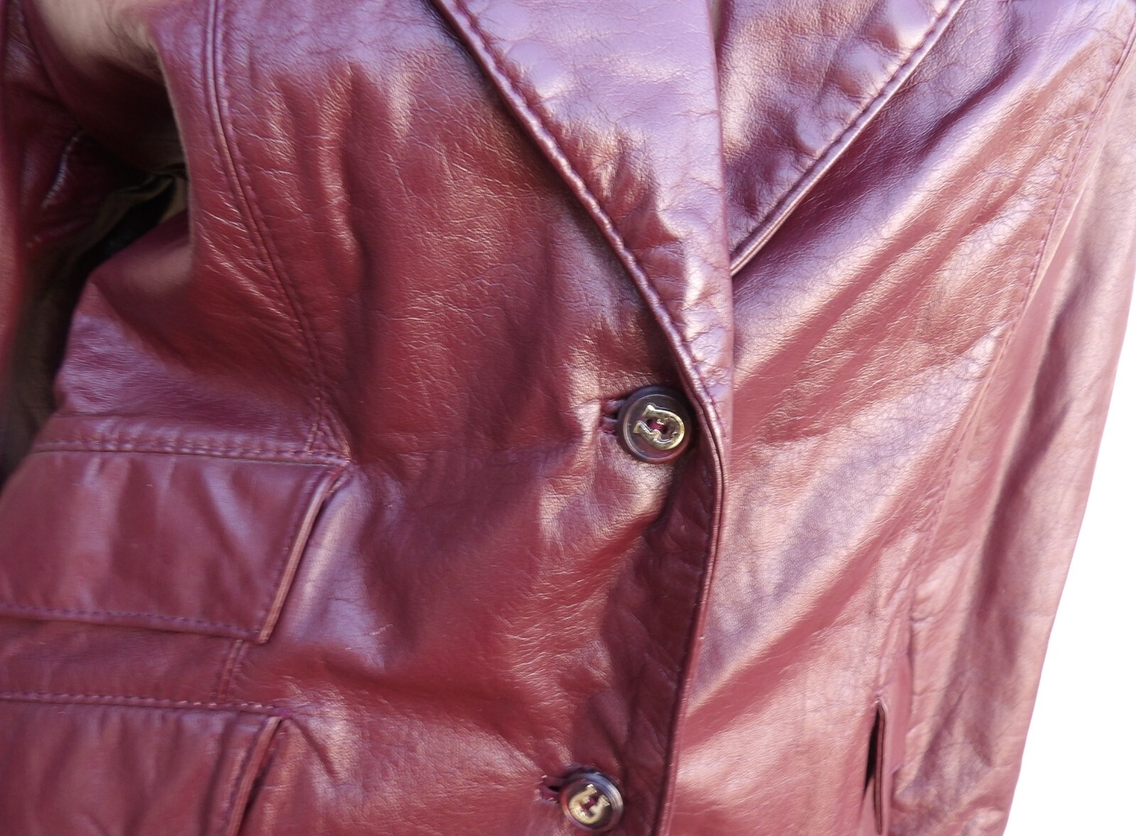 Vintage 1970s Etienne Aigner Burgundy Leather Jacket Size 12