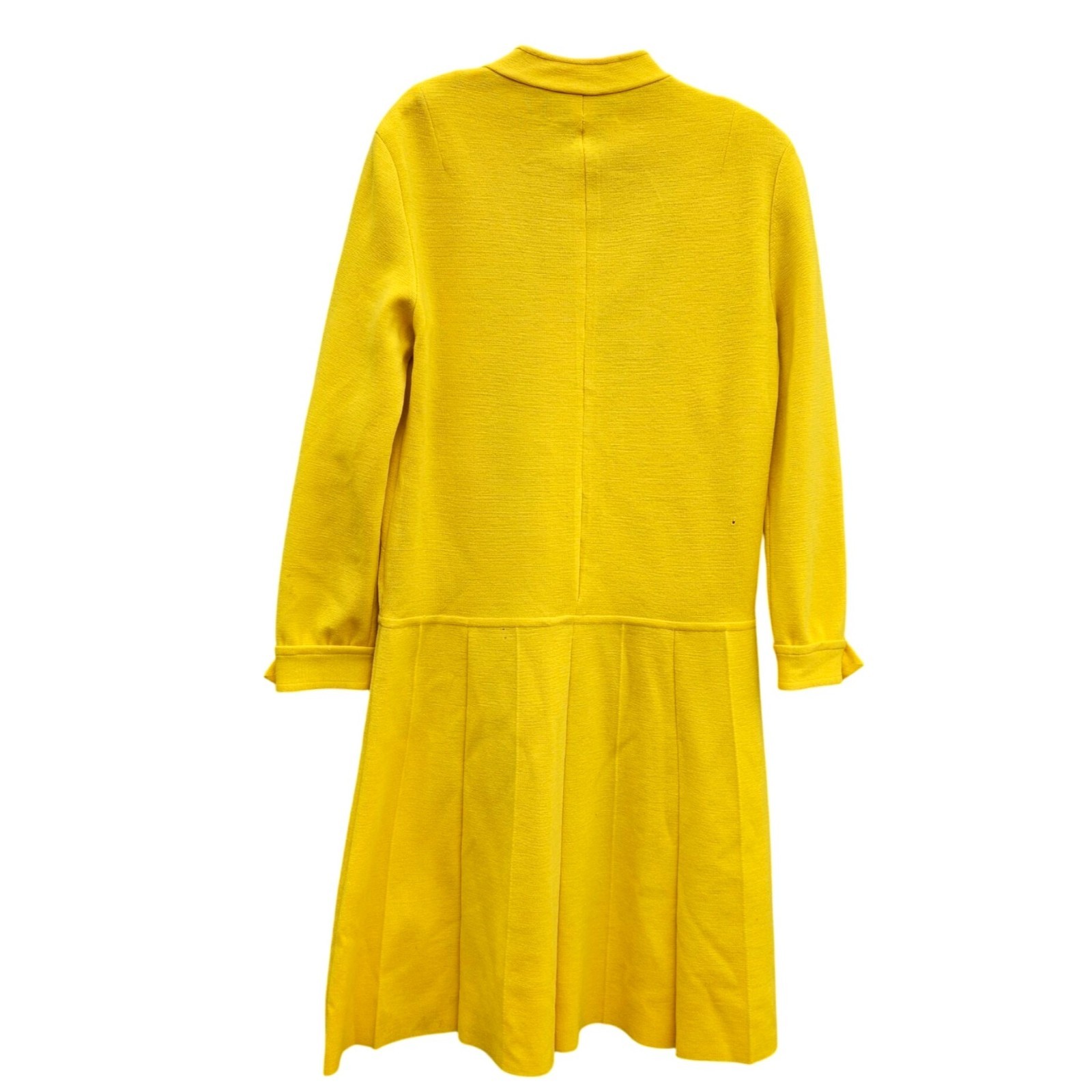 Mod Italian Designer Avagolf Yellow Wool Doubleknit Dress 60s 70s Moth Holes
