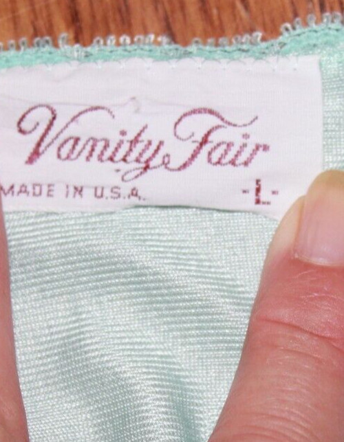 Vanity Fair nightgown house coat blue button lace nylon vintage ladies large