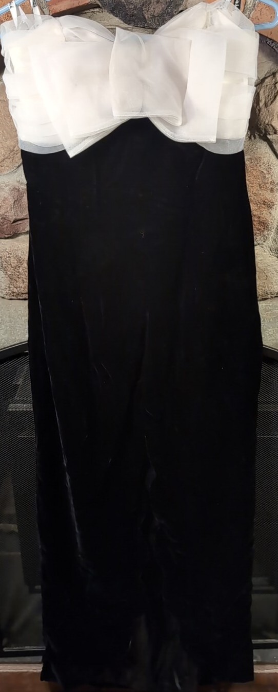 Vintage Niki Originals 80s 90s Prom Dress Gown Slit Velvet Sleeveless Size 10
