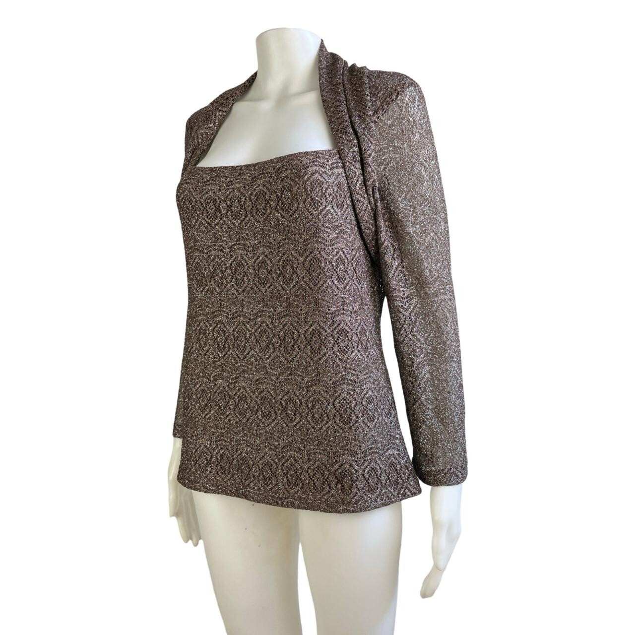 Vintage Metallic Lace Top Size Medium 1990s Joseph Ribkoff Shrug Blouse