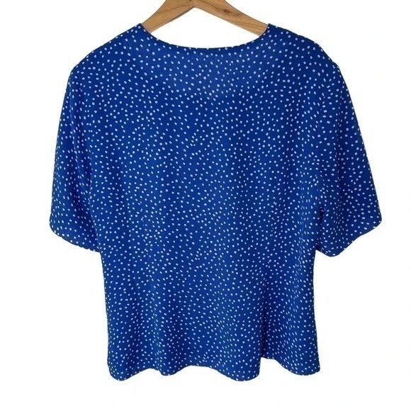 The Tog Shop Skirt Suit 14 Blue Polka Dot Short Sleeve Button Up Vintage Set
