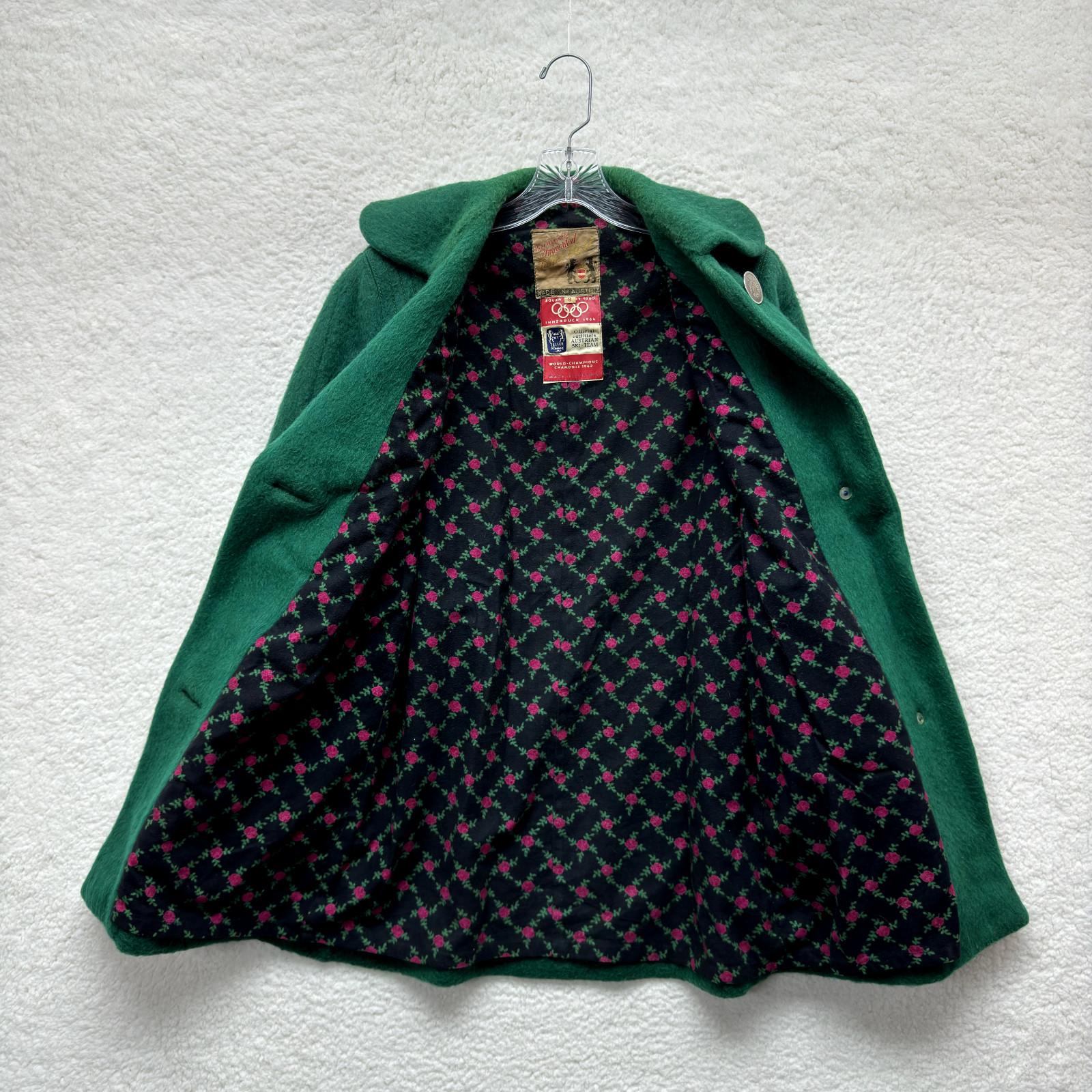 60s Vintage Coat 8 Medium Women Green Teller Austrian Olympic Ski Team Innsbruck