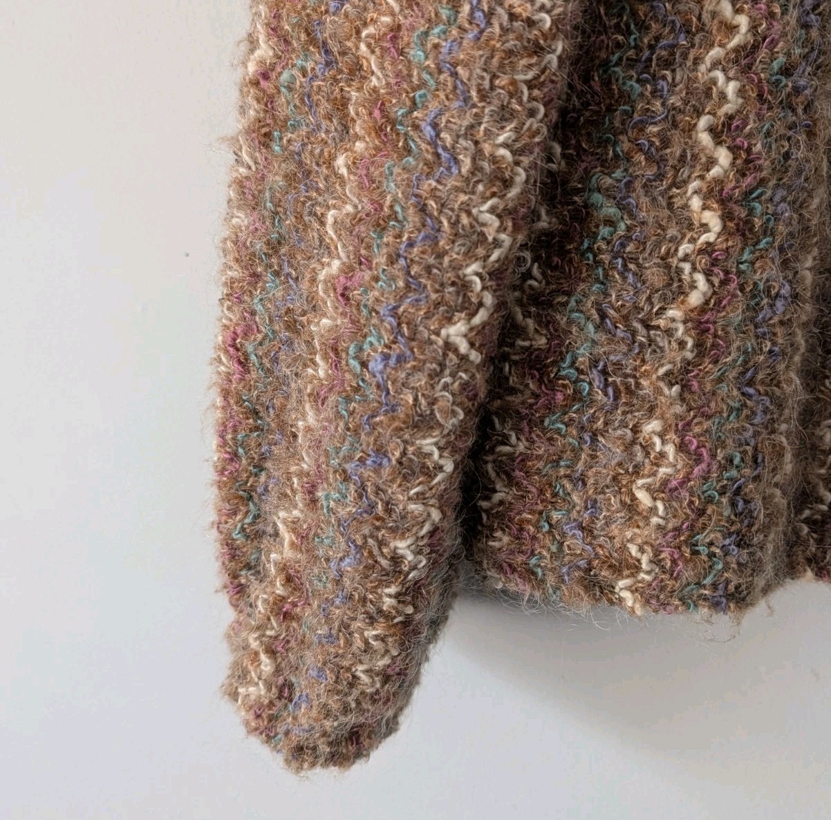 Vintage 80s Donnkenny Textured Bouclé Blazer Sz 14 Tan Striped Jacket Lambswool