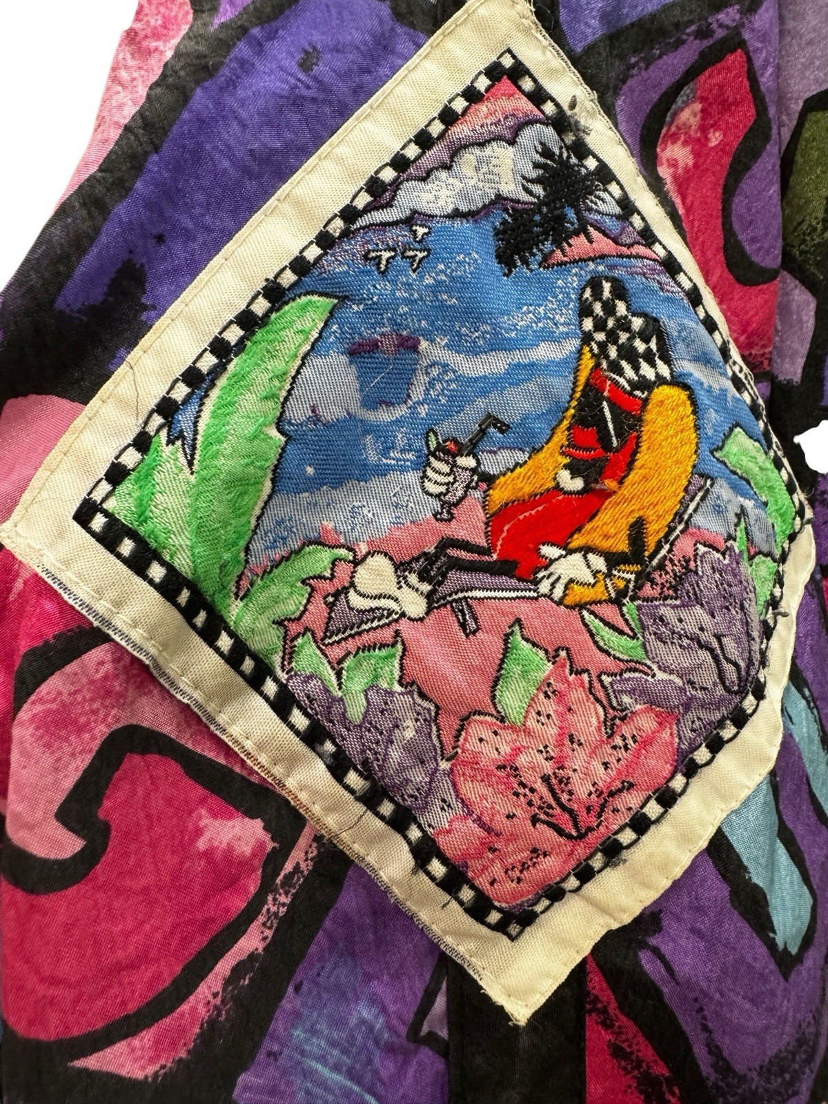 Vintage 80’s Hotdogger Windbreaker Size M Colorful Alphabet Pattern Great Shape!