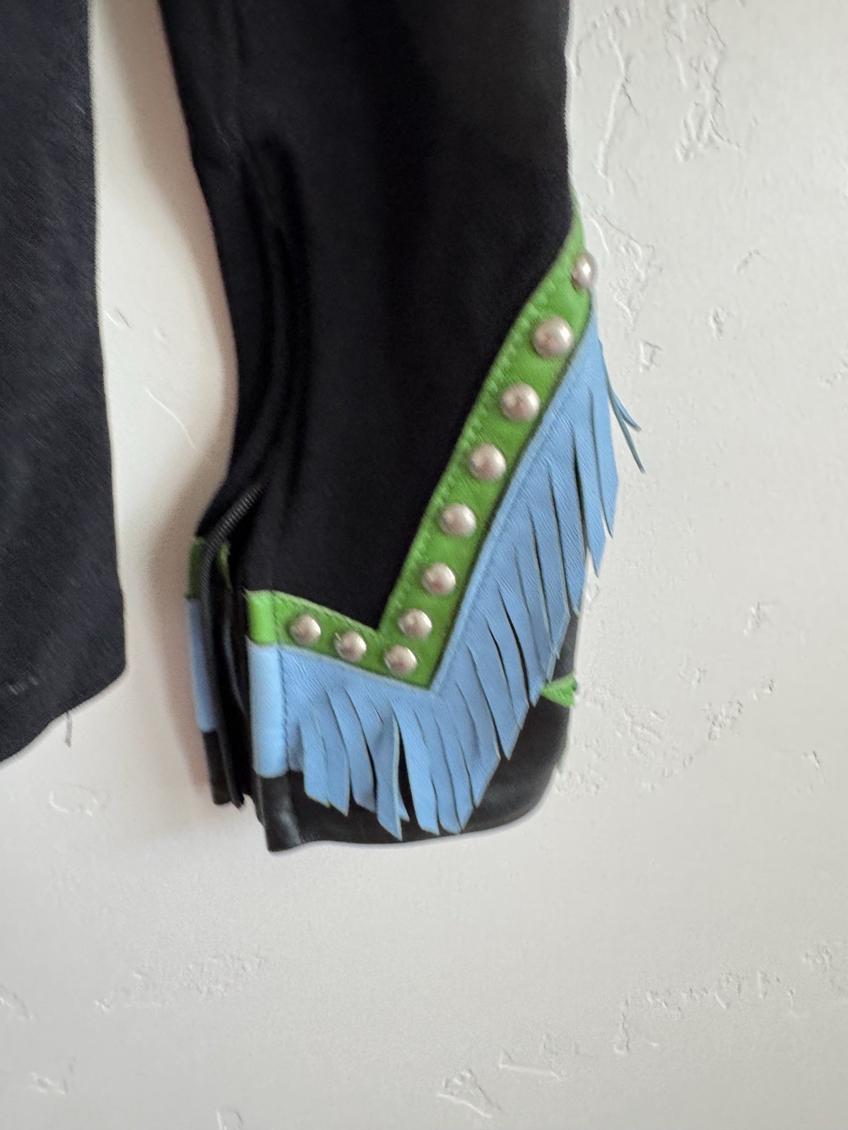 Vintage Custom Western Rodeo Queen Fringe Leather Studded Show Jacket M