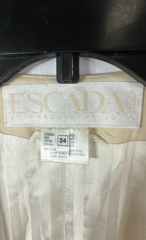 Vintage 80s Escada Margaretha Ley Women’s Cream Wool Gold Heart Blazer Sz 34