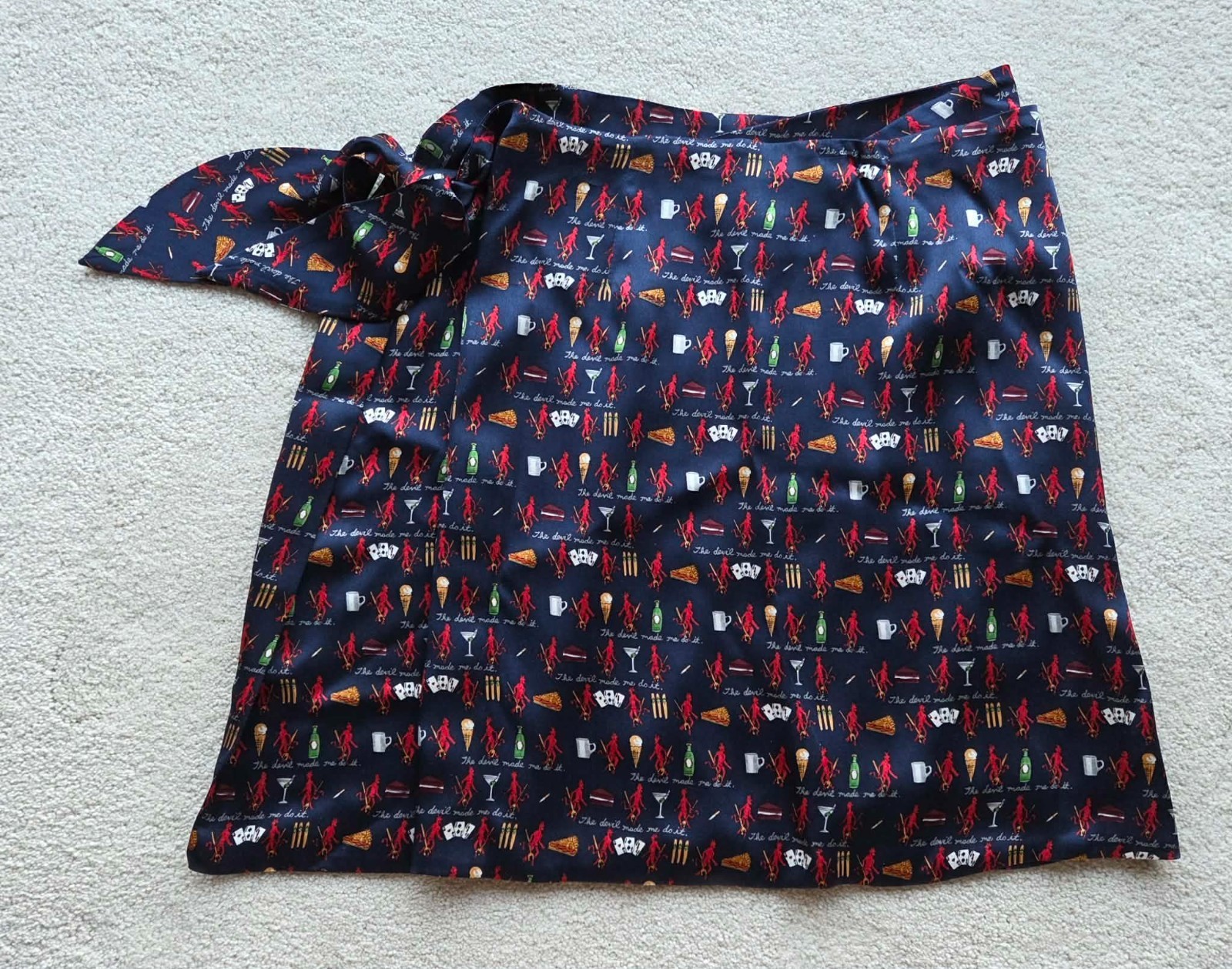 NWOT NICOLE MILLER Silk Limited Edition Wrap Skirt The Devil Made Me Do It – L