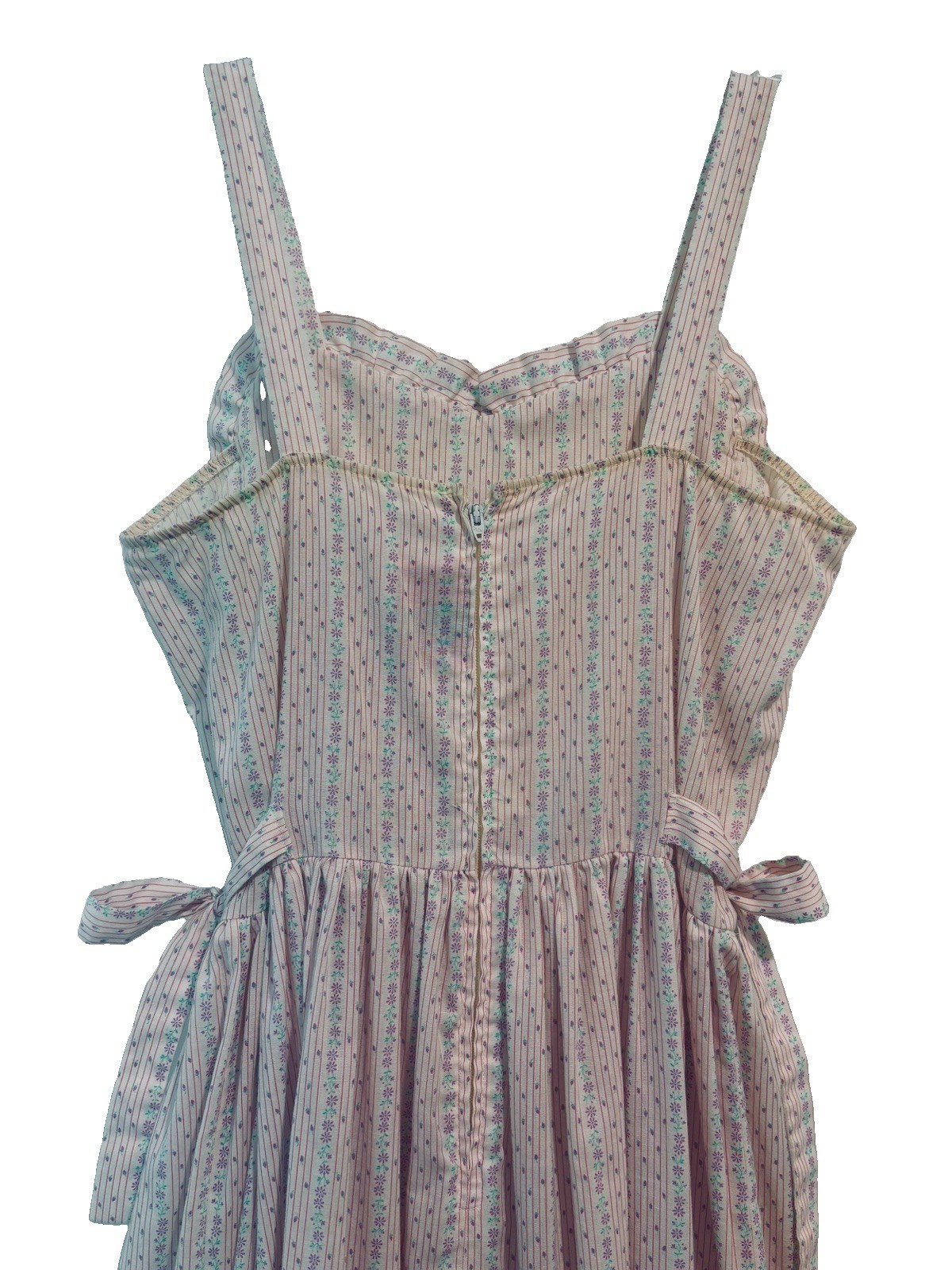 VTG 80s Becky Sharpe Sundress Sweetheart Neckline Dainty Pink & Lavender Floral