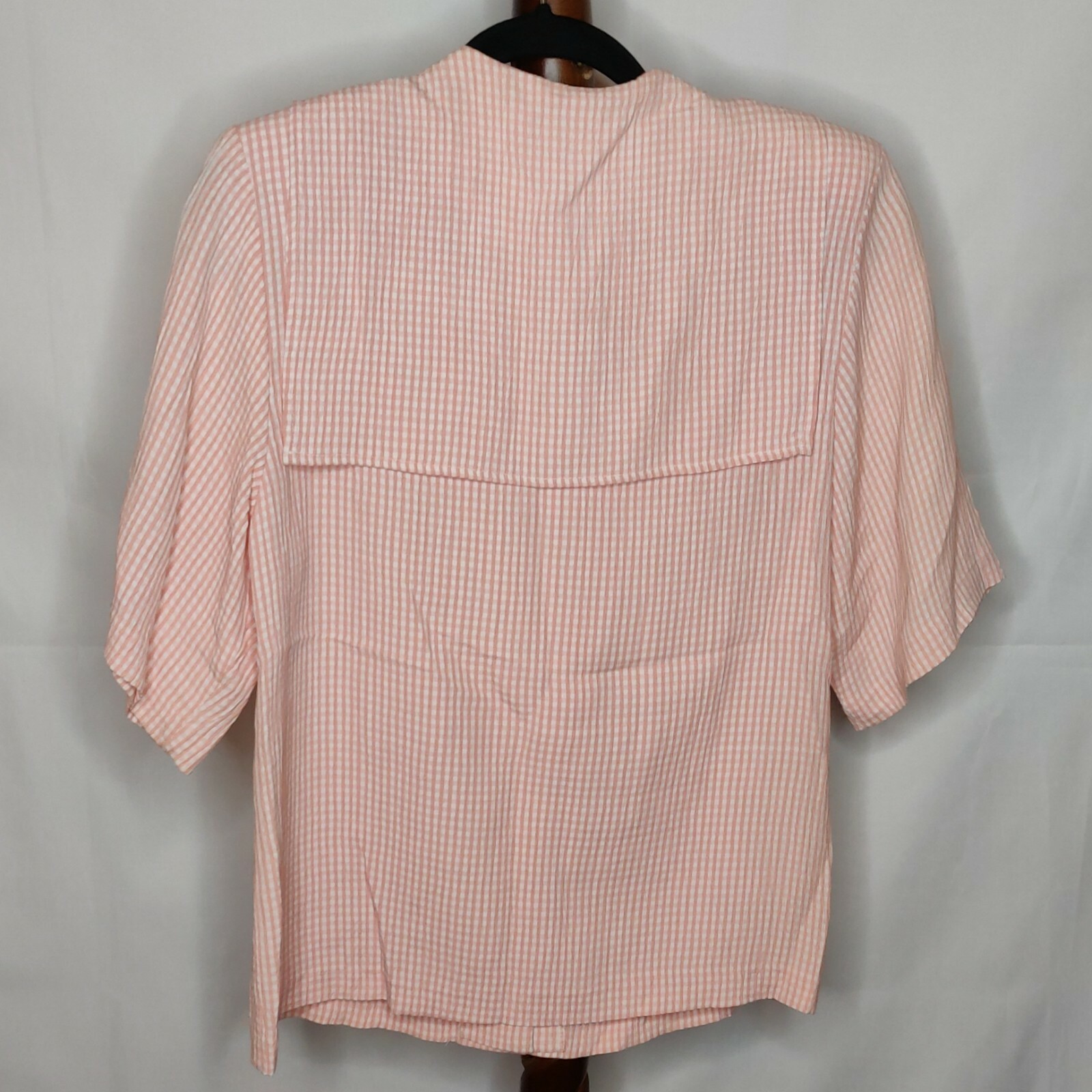 Fine Line vintage women’s S/M top and pants set peach white checked (see below)